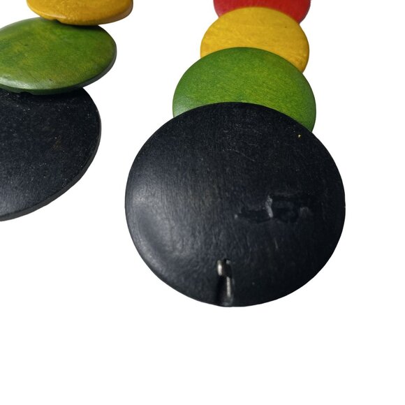 Wooden Circle Drop Earrings Rasta Inspired Boho Drop u - Picture 3 of 6